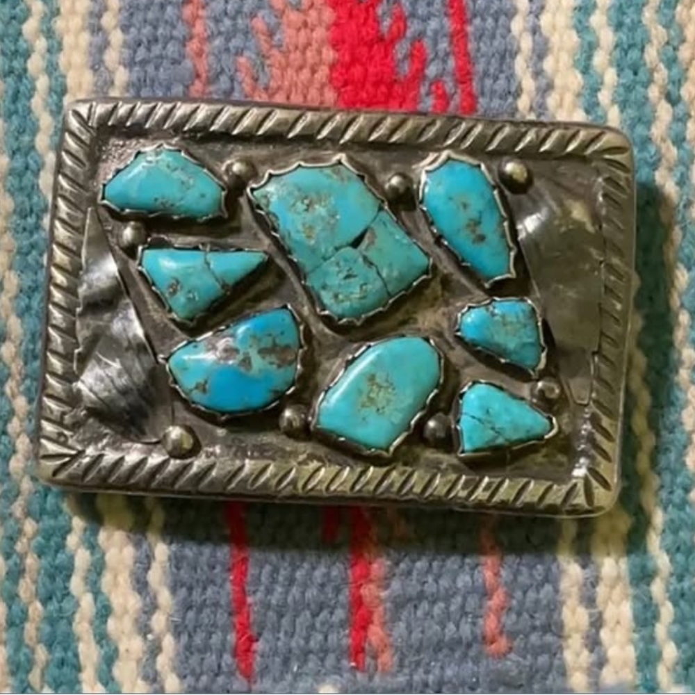 Vintage Turquoise Stone Belt Buckle